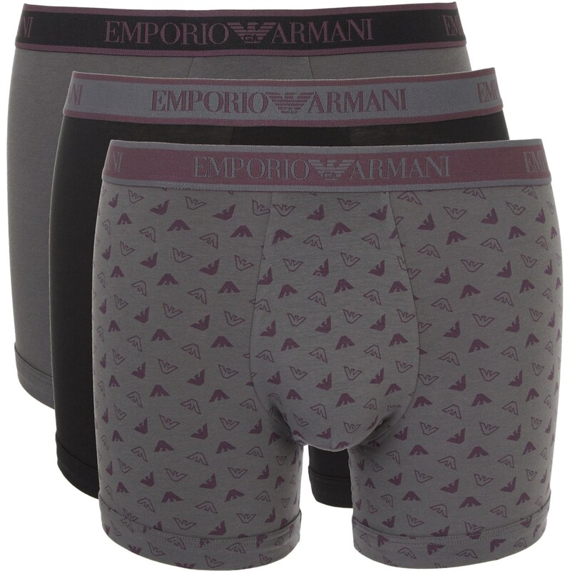 Emporio Armani Boxerky sivá / farba lesného ovocia / čierna melírovaná 67867157