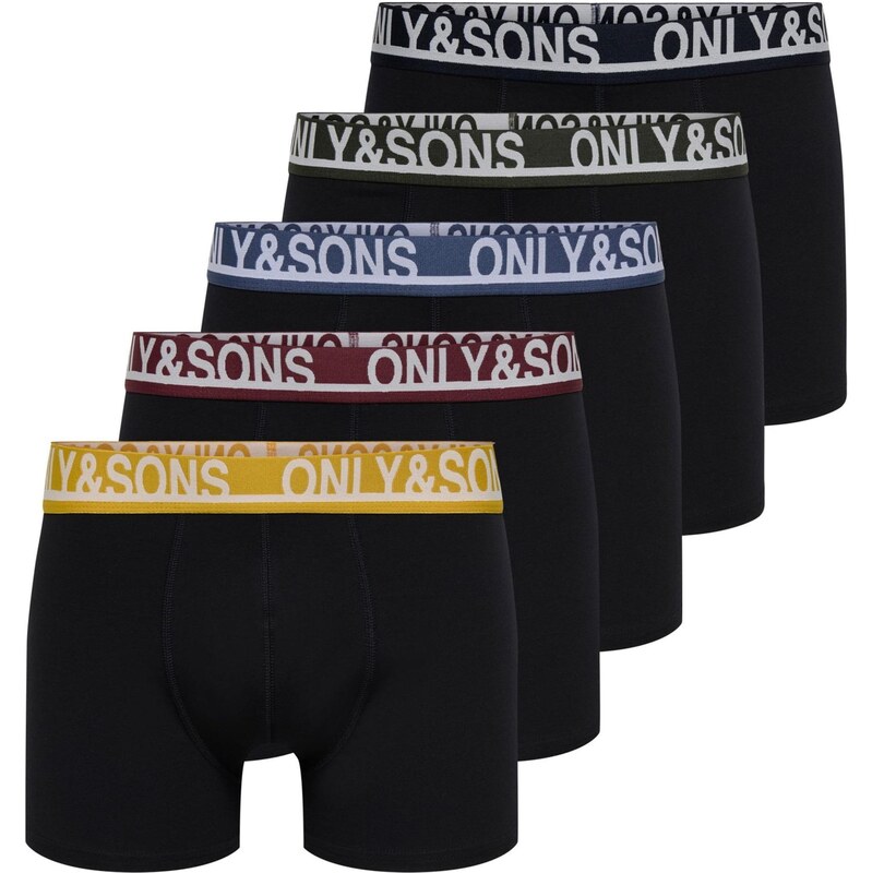 Only & Sons Boxerky ONSTrey modrá / citrónová / tmavozelená / vínovo 67867927