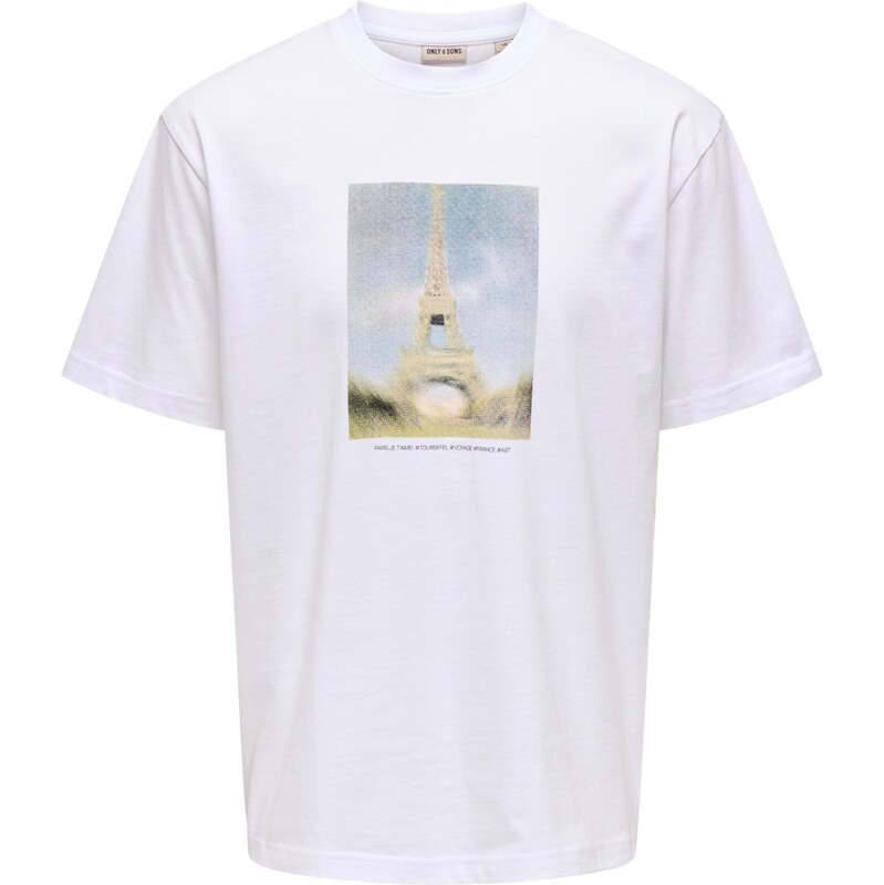 Only & Sons Tričko Fred Eiffel svetlobéžová / svetlomodrá / biela 67868084