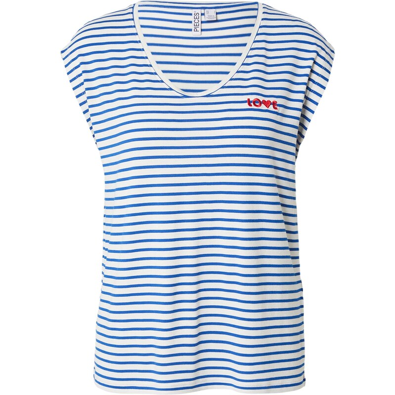 PIECES Top PCBILLO námornícka modrá / tmavočervená / biela 67868466