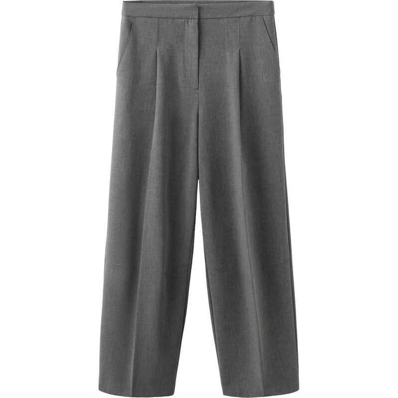 MANGO Plisované nohavice sivá melírovaná 67868635