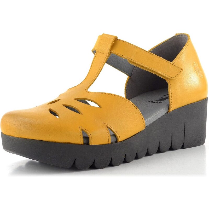 E-shop Fly London sandále na kline mustard P145224001