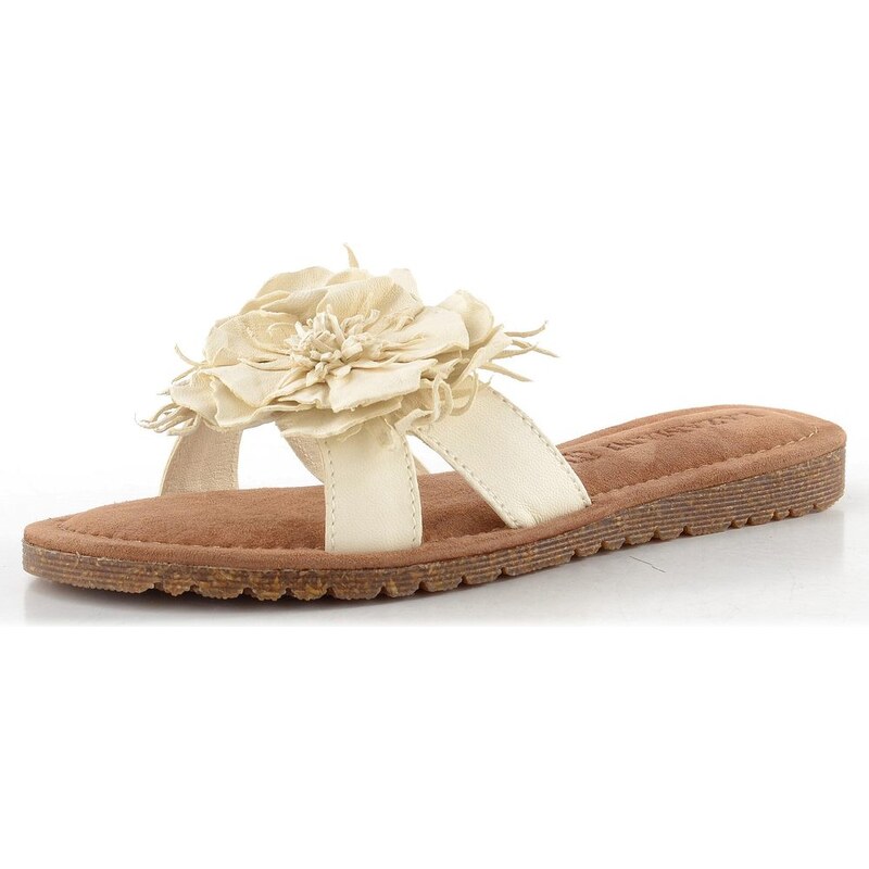 Lazamani šľapky so strapatým kvetom Zinnia offwhite LA33765 68773631