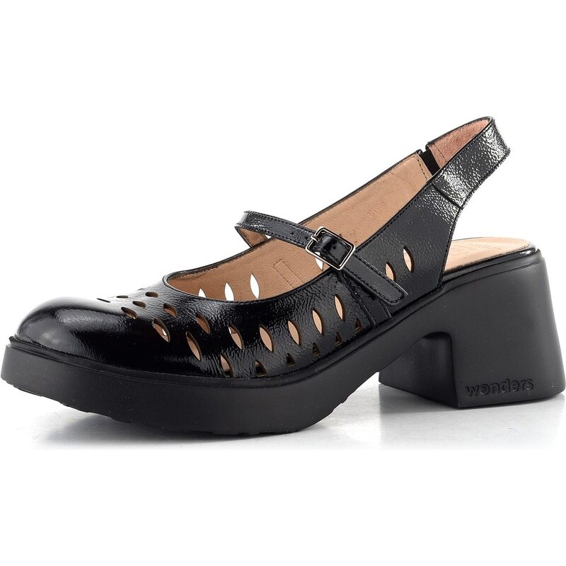 Wonders lakované lodičky s voľnou pätou negro E-7130 68773729