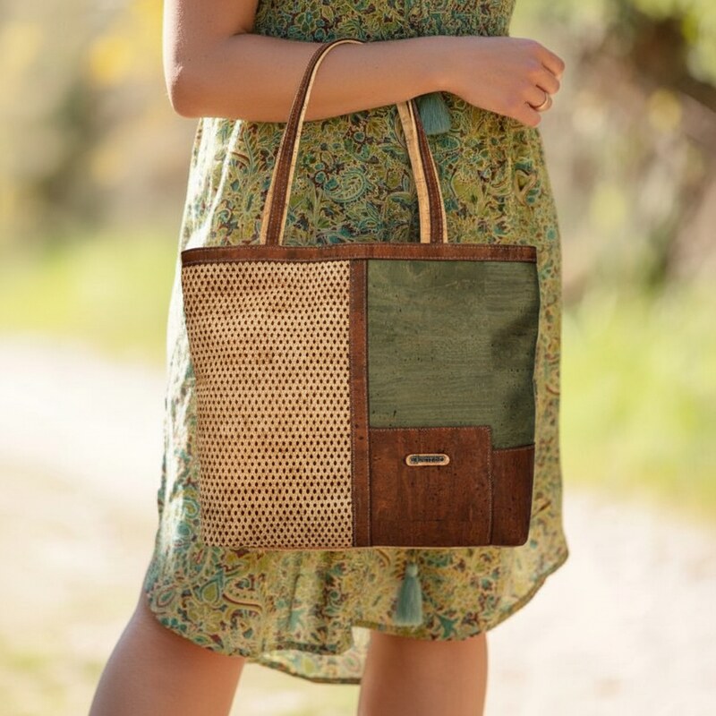 ELENCO Korková dámska kabelka cez rameno 825MS zelená 40954107