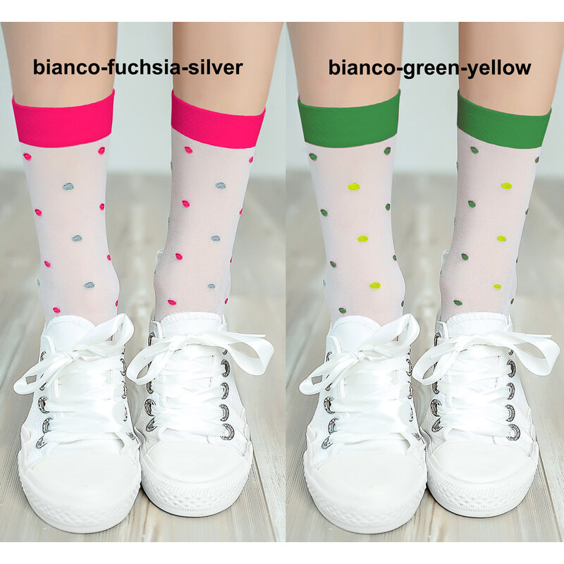 KNITTEX Ponožky detské Lida20 bianco-fuchsia-silver 28-33(18-22) 49872647