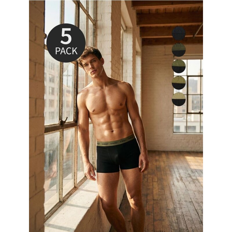Sinsay - Bavlnené boxerky, balenie 5 kusov - čierna 67923766