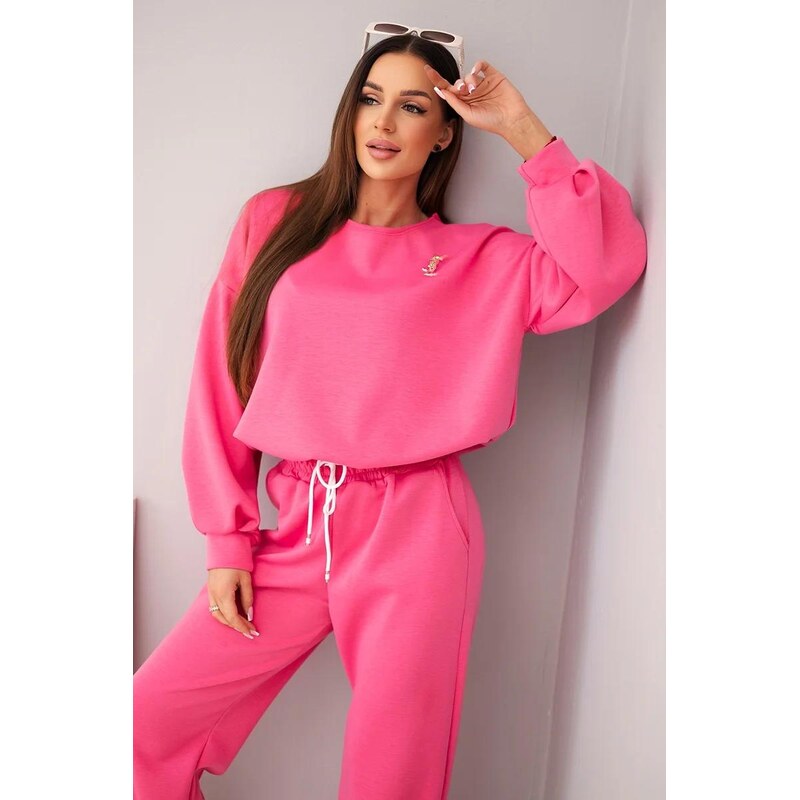 MladaModa Viskózová tepláková súprava s brošňou model 22193 fuksiová 67908011