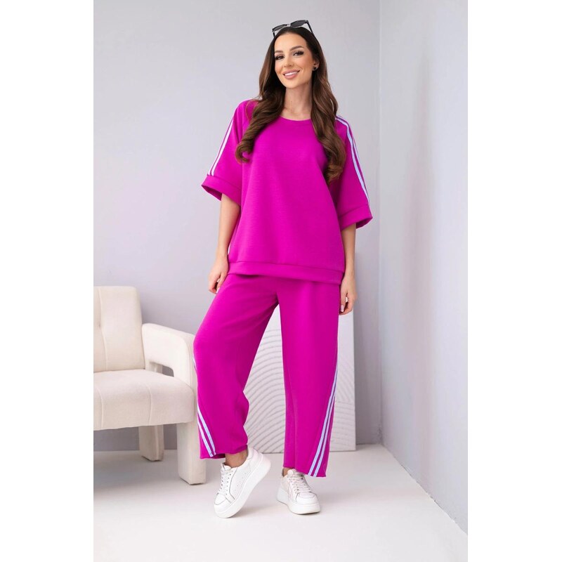 MladaModa Viskózová tepláková súprava s pruhmi po bokoch model AR0580 67908029