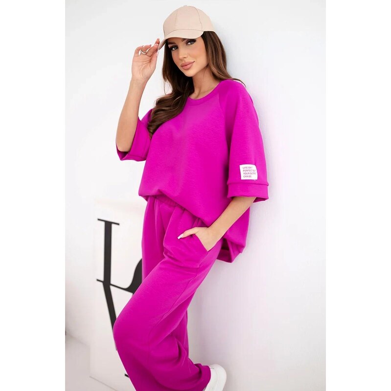 MladaModa Viskózová tepláková súprava so širokými nohavicami model 67908040