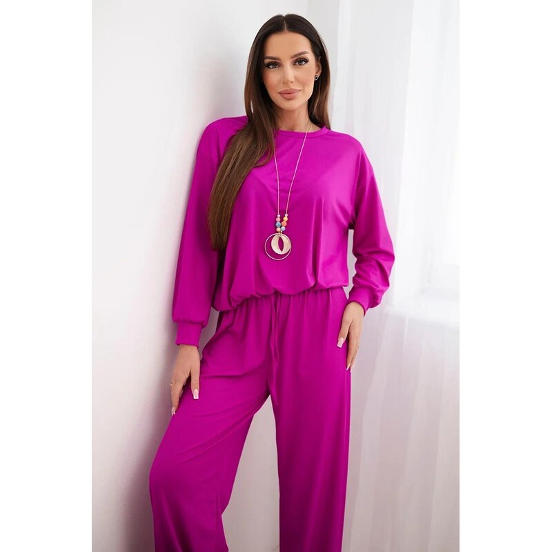 MladaModa Viskózový komplet s príveskom a širokými nohavicami model 67908047