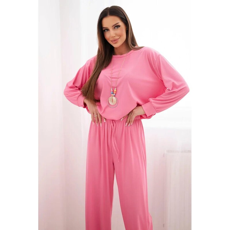 MladaModa Viskózový komplet s príveskom a širokými nohavicami model 67908048