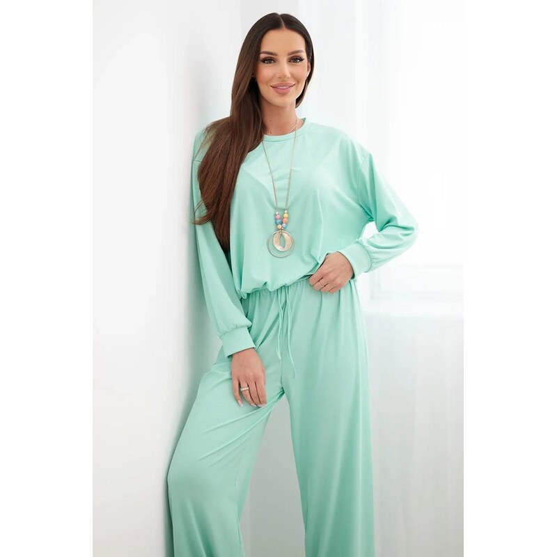 MladaModa Viskózový komplet s príveskom a širokými nohavicami model 67908050