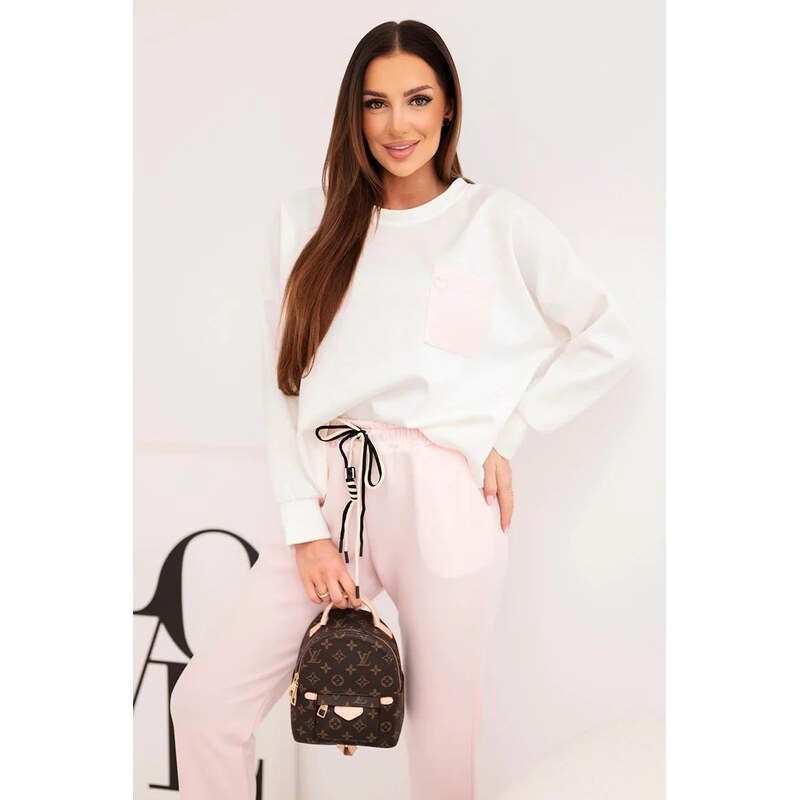 MladaModa Dvojfarebná viskózová tepláková súprava s náprsným vreckom 67908095