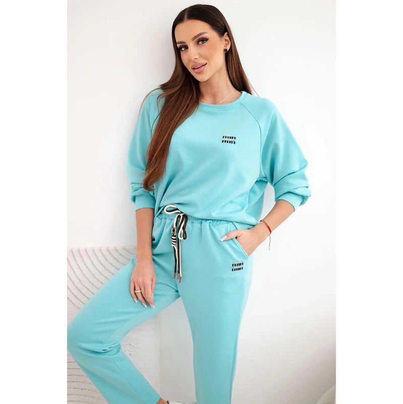 MladaModa Voľná viskózová tepláková súprava model K7650 tyrkysová 67908099