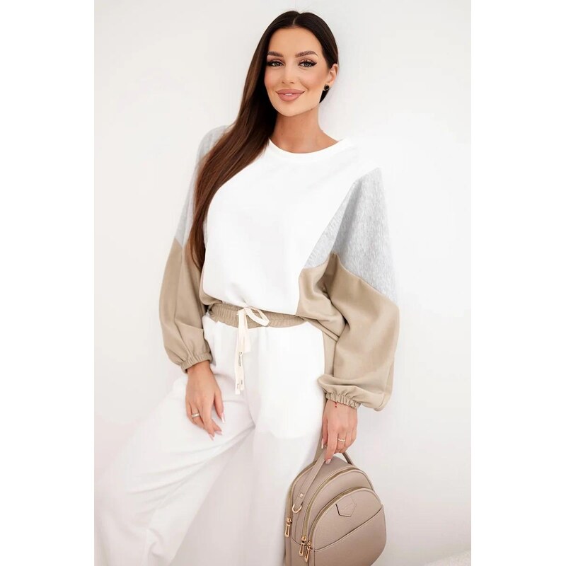 MladaModa Trojfarebná viskózová tepláková súprava vo voľnom strihu 67908118