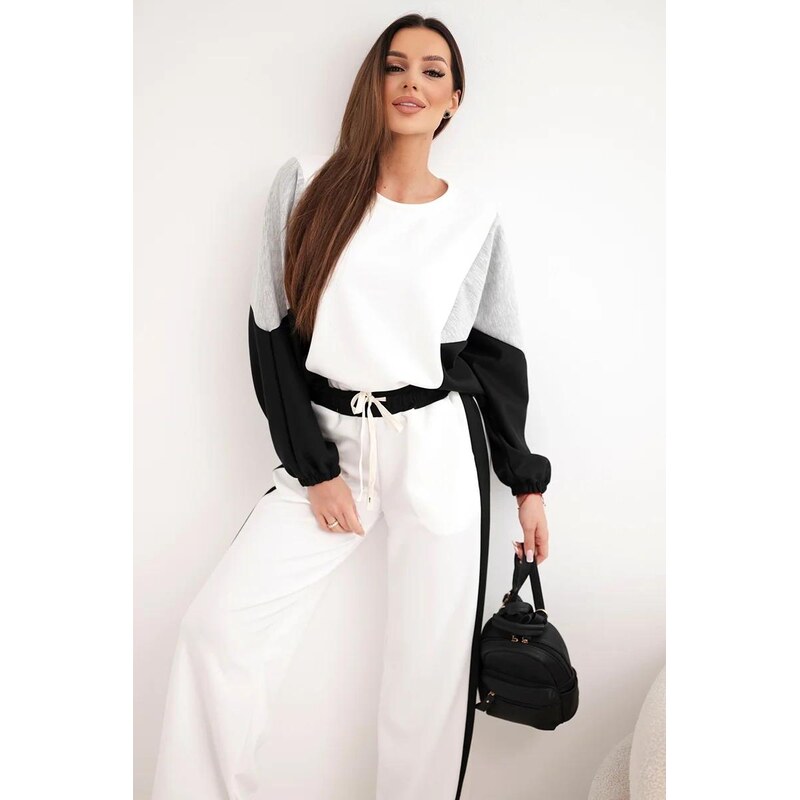 MladaModa Trojfarebná viskózová tepláková súprava vo voľnom strihu 67908119