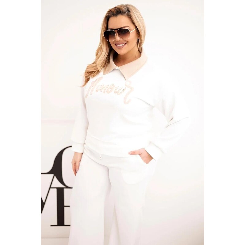 MladaModa Viskózový komplet s golierom a nápisom Amour model 25086 67908131