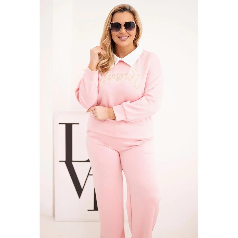 MladaModa Viskózový komplet s golierom a nápisom Amour model 25086 67908133