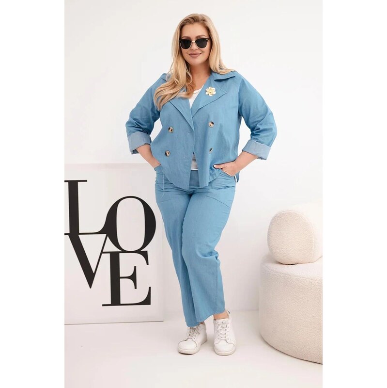 MladaModa Bavlnený oversize komplet so sakom a nohavicami model 21941 67908151