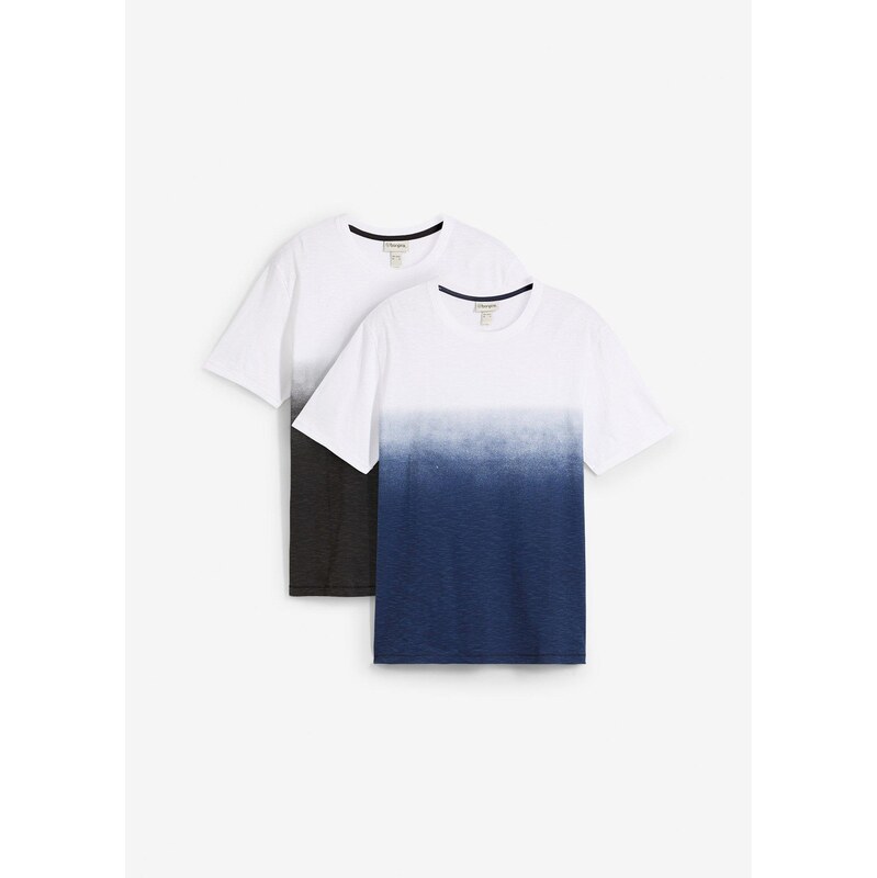 bonprix Tričko (2-dielne balenie) z čistej bavlny, farba modrá 64226461