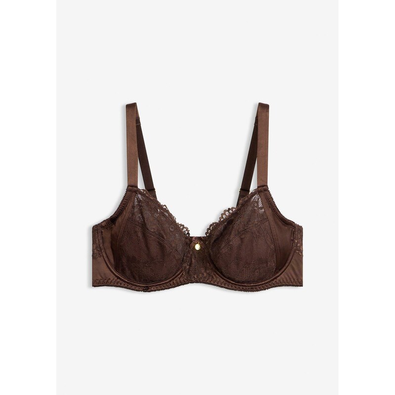 bonprix Podprsenka s kosticami s lesklým efektom, farba hnedá 67879349