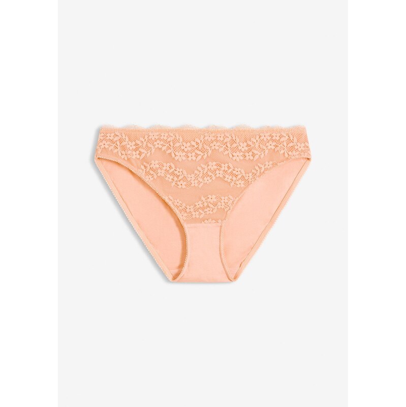 bonprix Nohavičky s mäkkou bio bavlnou a čipkou, farba oranžová 67879358