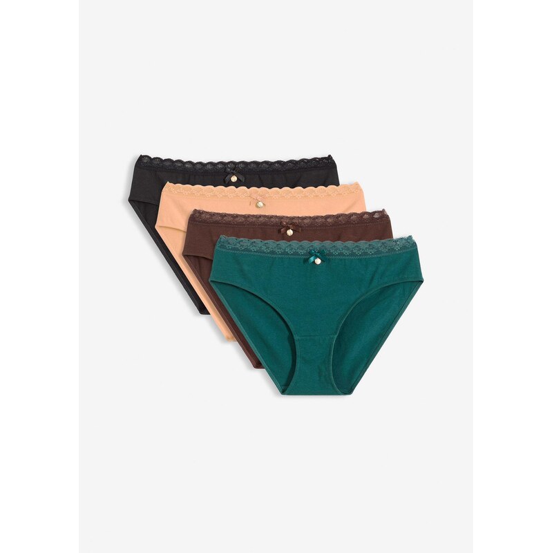 bonprix Nohavičky s čipkou (5 ks v balení), farba čierna 67879374