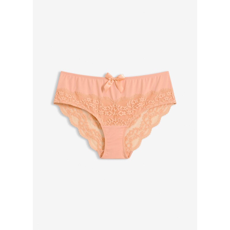 bonprix Bokové nohavičky s kvetovanou čipkou, farba oranžová 67879395