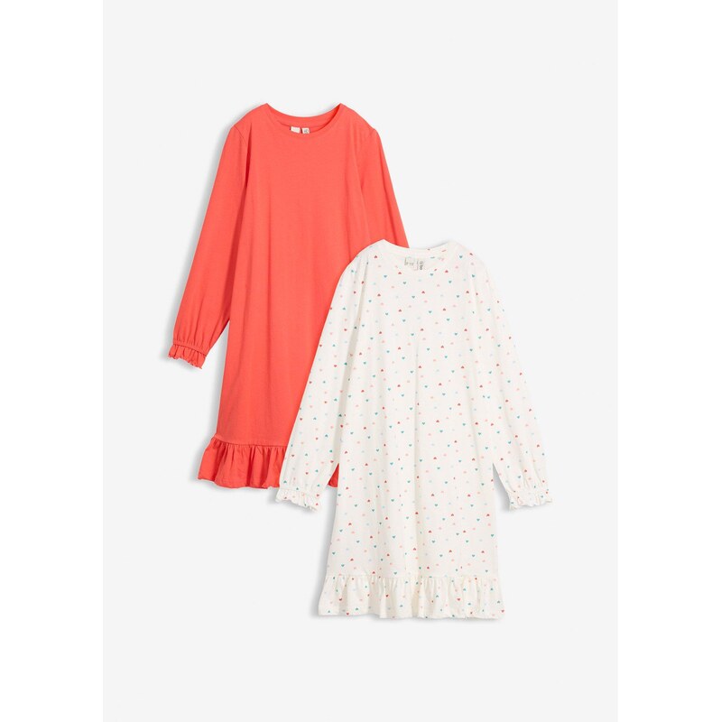 bonprix Nočná košeľa z mäkkej bavlny (2 ks), farba biela 67879437