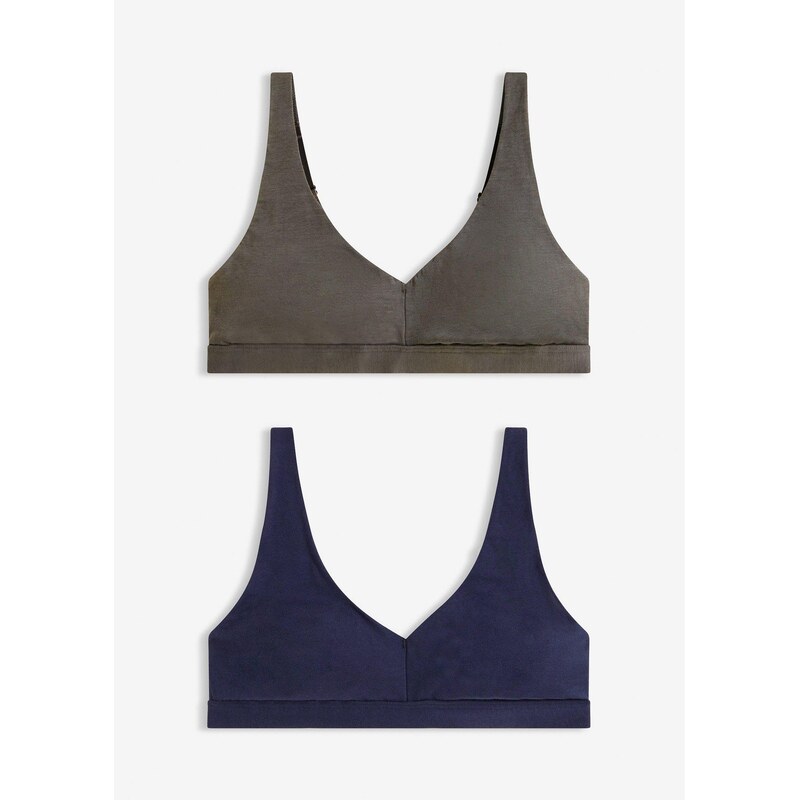 bonprix Podprsenka bralette bez kostíc s bio bavlnou (2 ks), farba 67879458