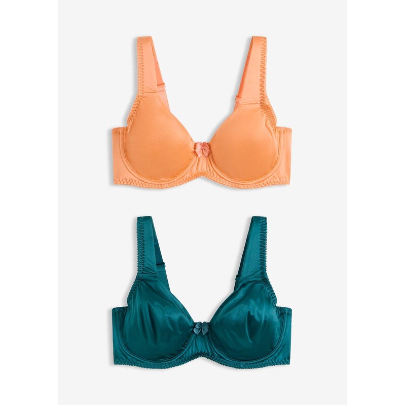 bonprix Podprsenka s kosticami a lesklým efektom (2 ks), farba modrá 67879466