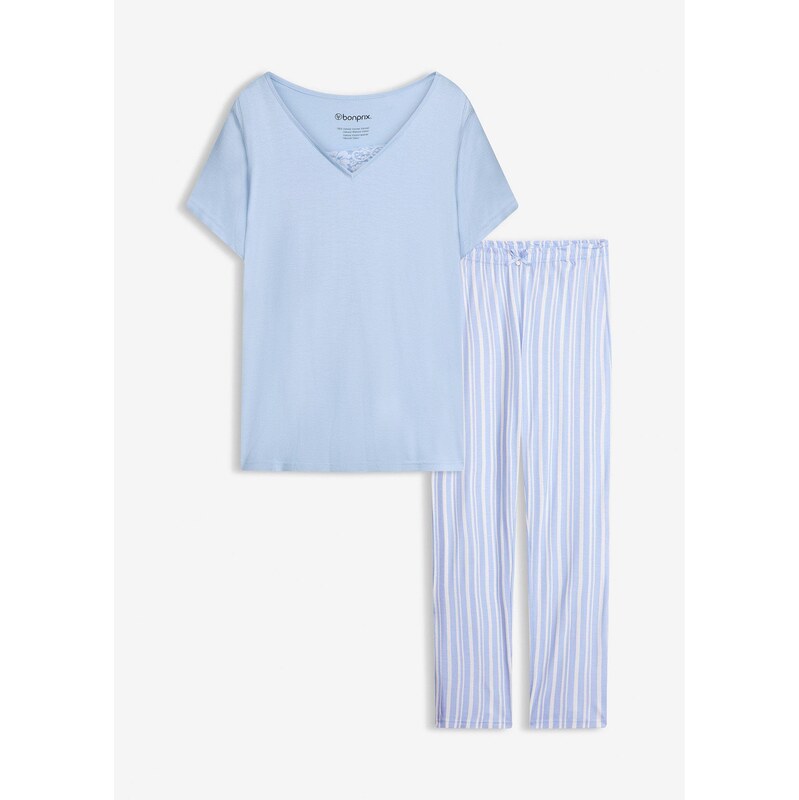 bonprix Pyžamo z jemnej viskózy, farba modrá 67879501