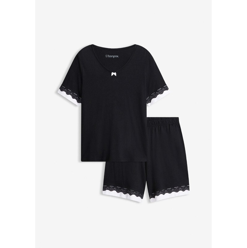 bonprix Krátke pyžamo z jemného mixu viskózy, farba čierna 67879507