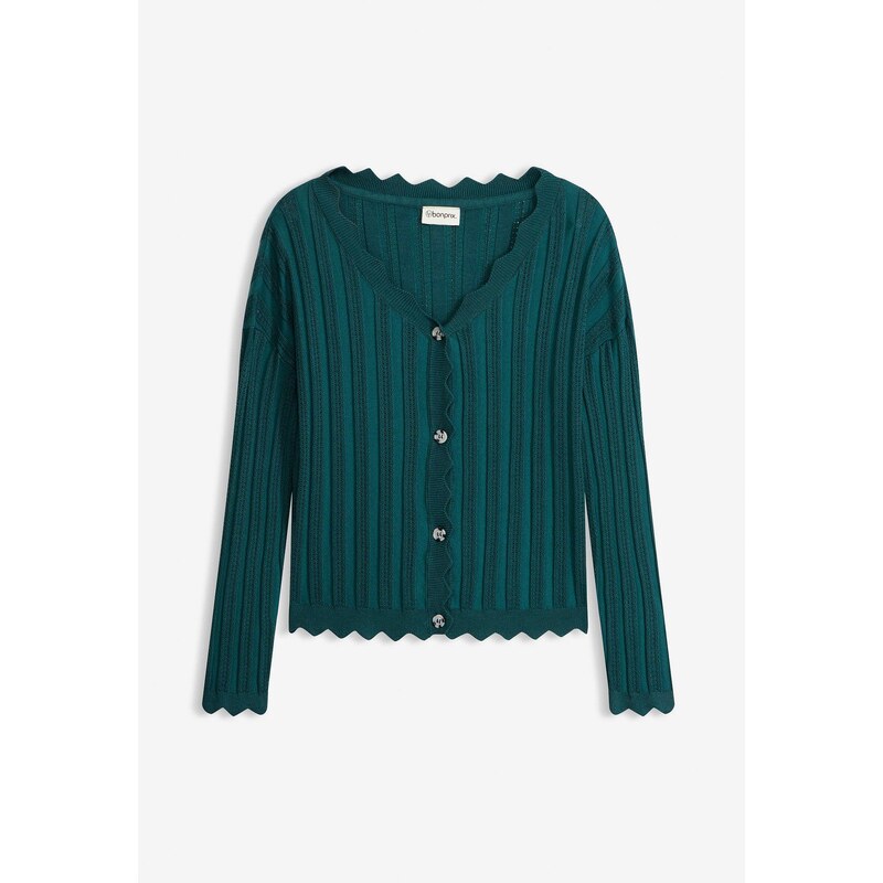 bonprix Krátky pletený ažúrový sveter s udržateľnou viskózou, farba 67863023