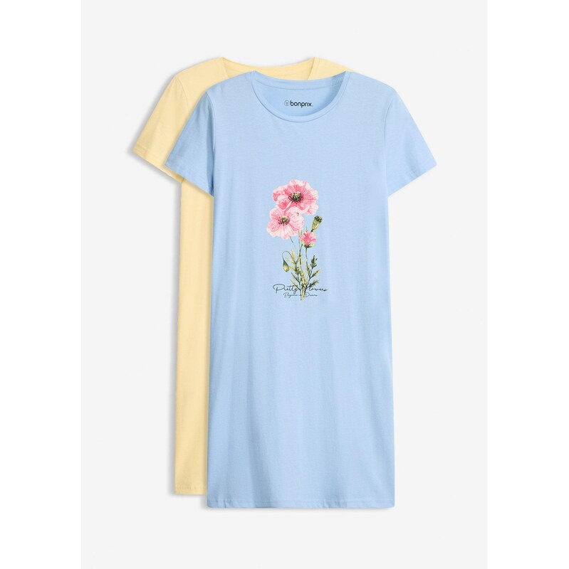 bonprix Nočná košeľa z čistej bavlny (2 ks), farba modrá 67879526