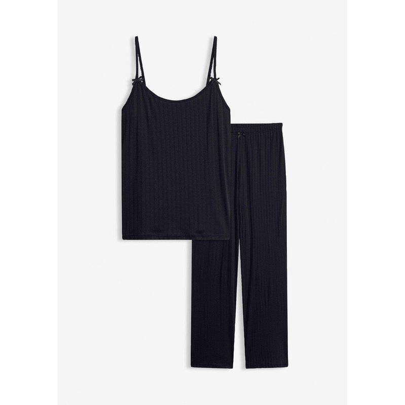 bonprix Pyžamo z mäkkého džerseju, farba čierna 67879519