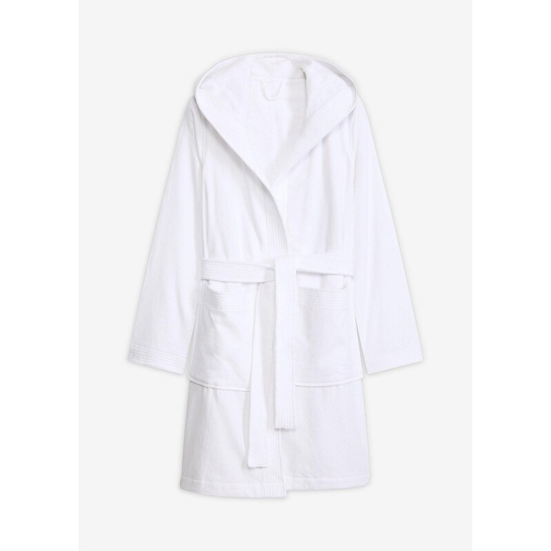 bonprix Župan, froté, s kapucňou z čistej bavlny, farba biela 67879528