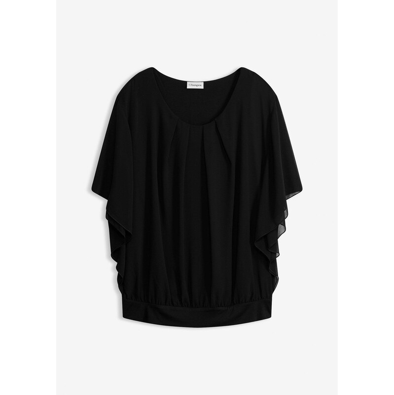 bonprix Šifónová tunika s tielkom, farba čierna 67879542