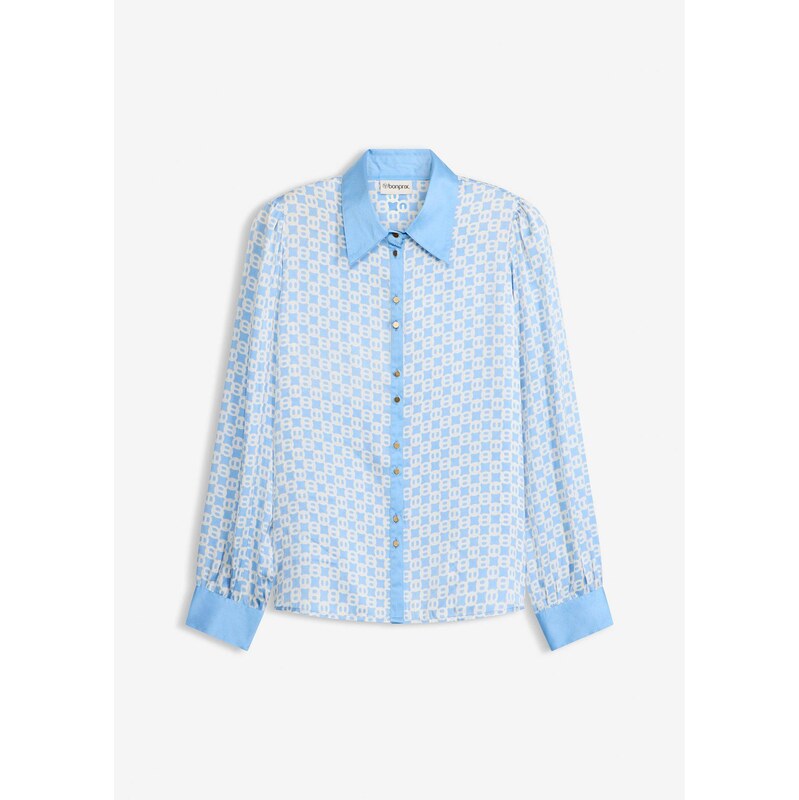 bonprix Saténová blúzka, farba modrá 67879571