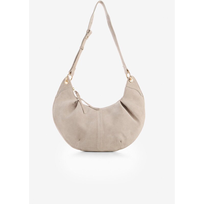 bonprix Kabelka Crossbody, z velúrovej koženky, farba béžová 67879568