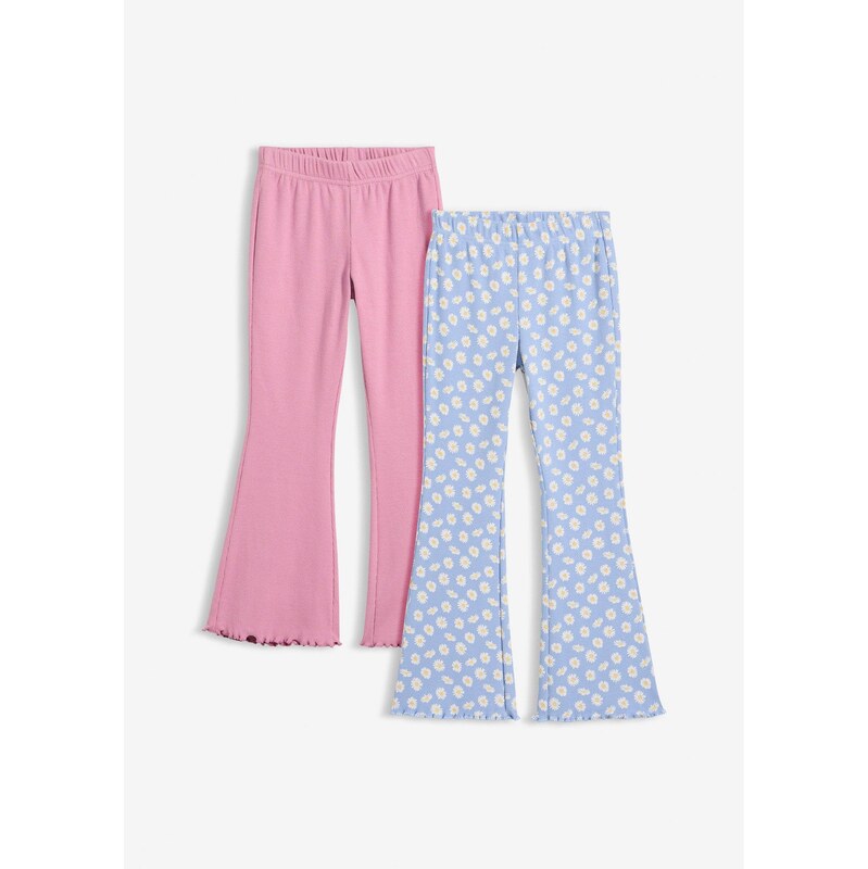 bonprix Vrúbkované rozšírené legíny (2 ks), farba ružová 67879591