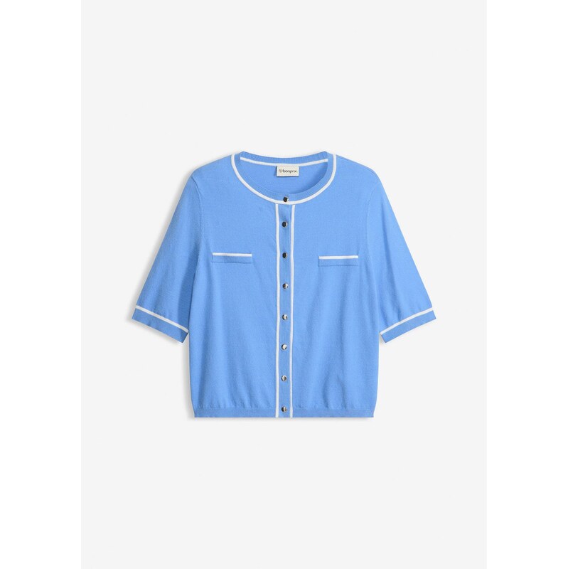 bonprix Pletený sveter s viskózou, farba modrá 67879599