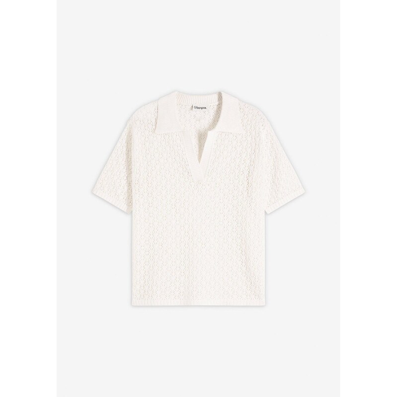 bonprix Ažúrový pulóver, farba biela 67879602