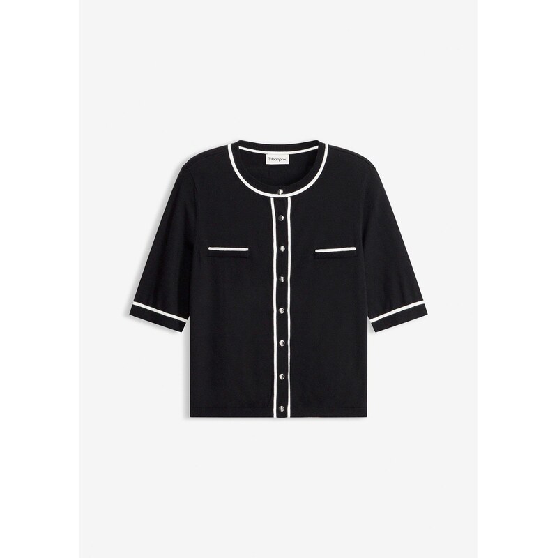 bonprix Pletený sveter s viskózou, farba čierna 67879600