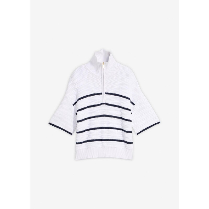 bonprix Pulóver s golierom, farba biela 67879662