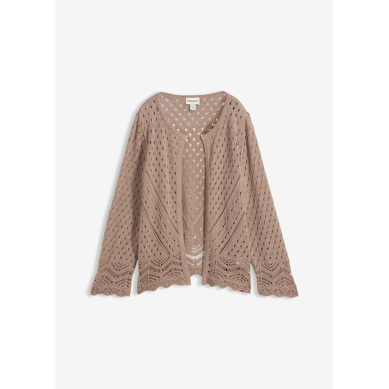bonprix Ažúrový pletený sveter, farba hnedá 67879711