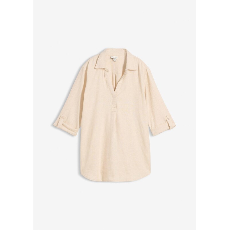 bonprix Ľanová blúzka, 3/4 rukáv, farba béžová 67879720