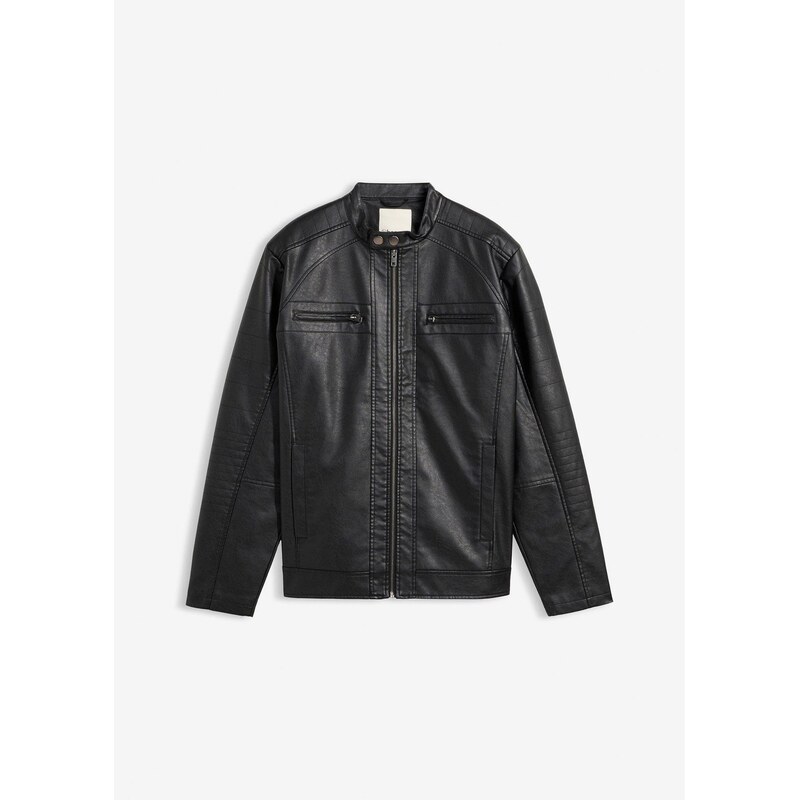 bonprix Koženková bunda Regular Fit, farba čierna 67879737