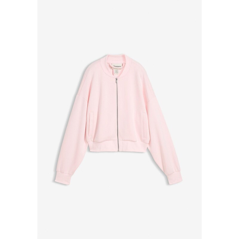 bonprix Mikinový bluzón z mäkkého viskózového mixu, farba ružová 67863028